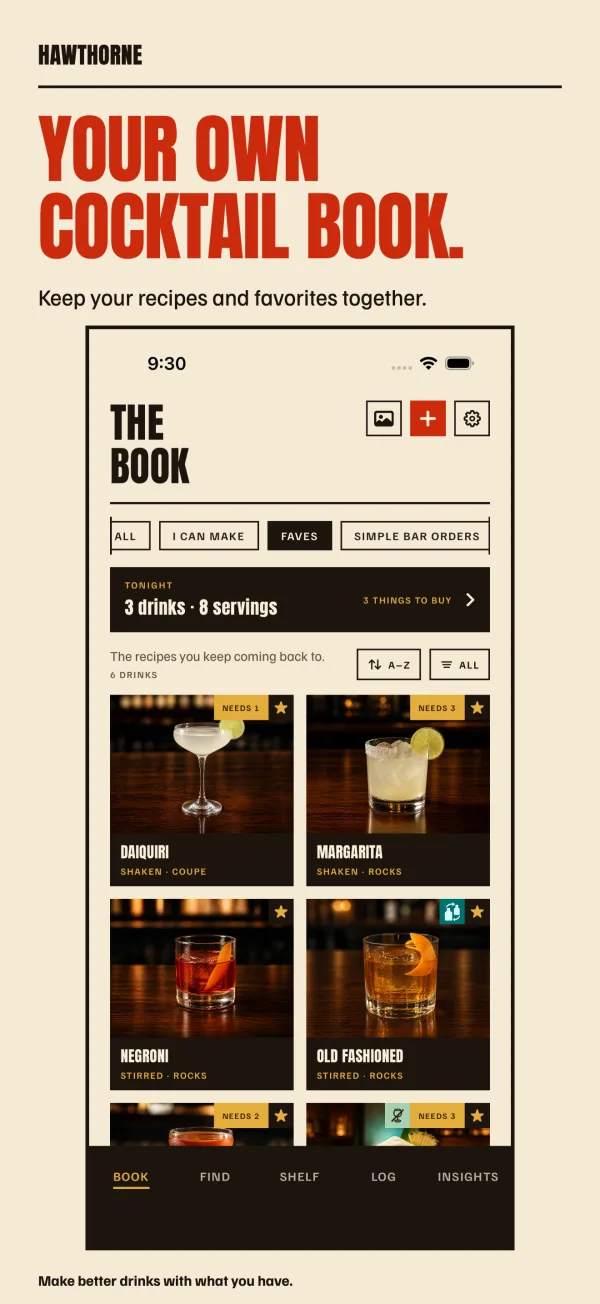 Your own cocktail book. Recipes and favorites kept together.